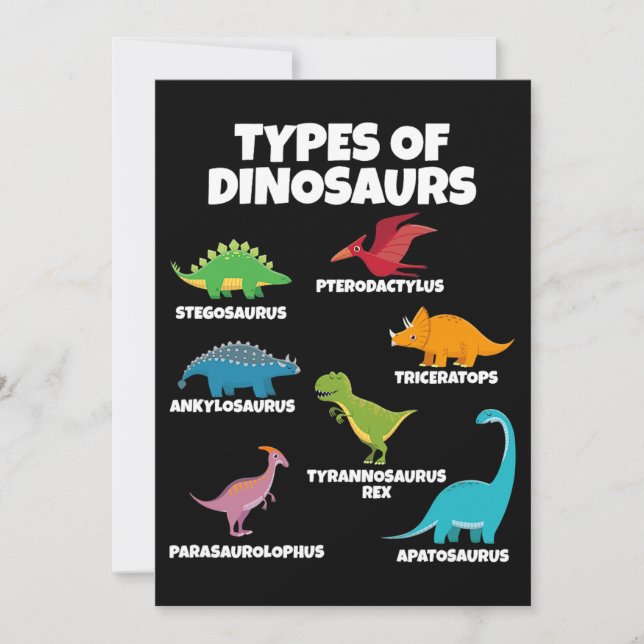 Convites Tipos de Dinossauros Dinossauro Lover para Criança (Frente)