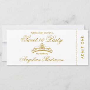 Convites Tíquete branco e Dourado do partido Elegante Sweet