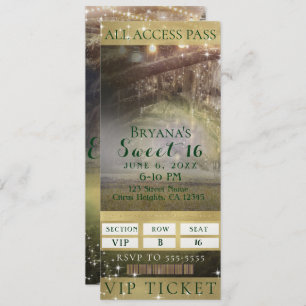 Convites Tíquete de 16 Festas de Luzes Florestais Encantada