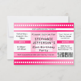 Convites Tíquete de Admissão de Festa de aniversário Rosa