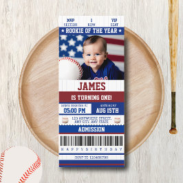 Convites Tíquete de Baseball de primeiro aniversario do Ano