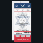 Convites Tíquete de Baseball Red and Blue Bar Mitzvah<br><div class="desc">Tíquete marinho Azul, Vermelho, Branco e Cinza de Baseball com a Estrela de David para o seu Bar Mitzvah Convite. Dois capacetes de futebol para as suas iniciais e estrela central de David de cor azul esmaecida. Se você precisar de uma combinação de cores diferente ou qualquer outra alteração de...</div>