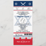 Convites Tíquete de basebol vermelho e Bar azul Mitzvah<br><div class="desc">Tíquete Marinho Azul, Vermelho, Branco e Cinza Baseball com a Estrela de David para o seu Bar Mitzvah Convite. Dois capacetes de futebol para as suas iniciais e estrela central de David numa cor azul esmaecida. Se você precisar de uma combinação de cores diferente ou de qualquer outra alteração de...</div>