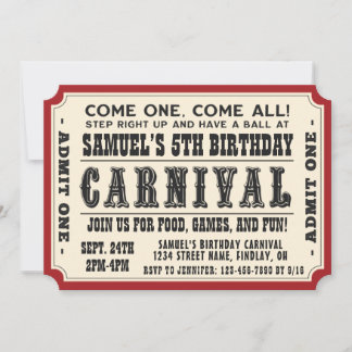 Convites Tíquete de Carnaval Admite Uma Festa de aniversári