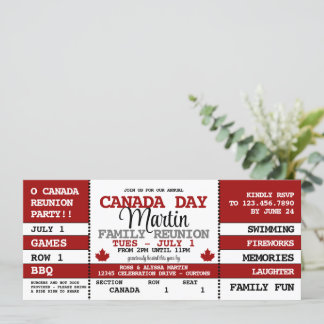 Convites Tíquete de Celebração da Família do Dia do Canadá