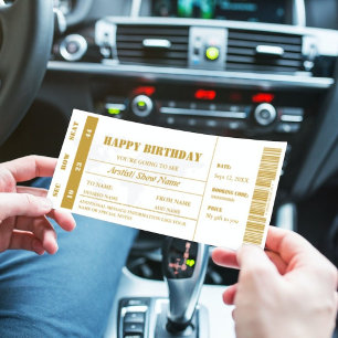 Convites Tíquete de concerto de oferta de aniversário Doura