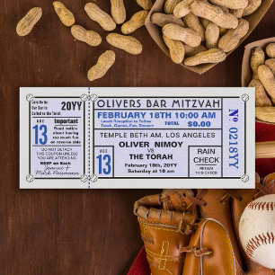 Convites Tíquete de Estádio Vintage Baseball Bar Mitzvah Az
