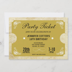 Convites Tíquete de Festa