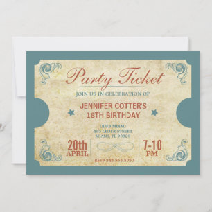 Convites Tíquete de Festa