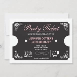 Convites Tíquete de Festa