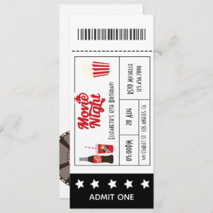 Convites Tíquete de Festa de aniversário Noturna do Retro M