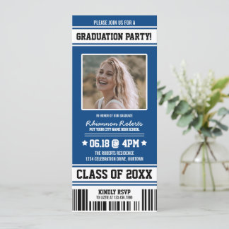 Convites Tíquete de Festa de formatura Esportiva Azul|Branc