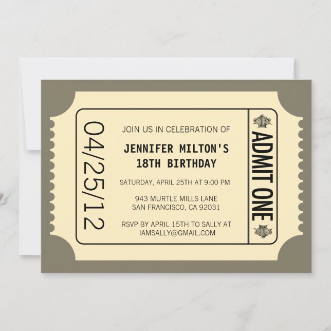 Convites Tíquete de Filme (Frente)