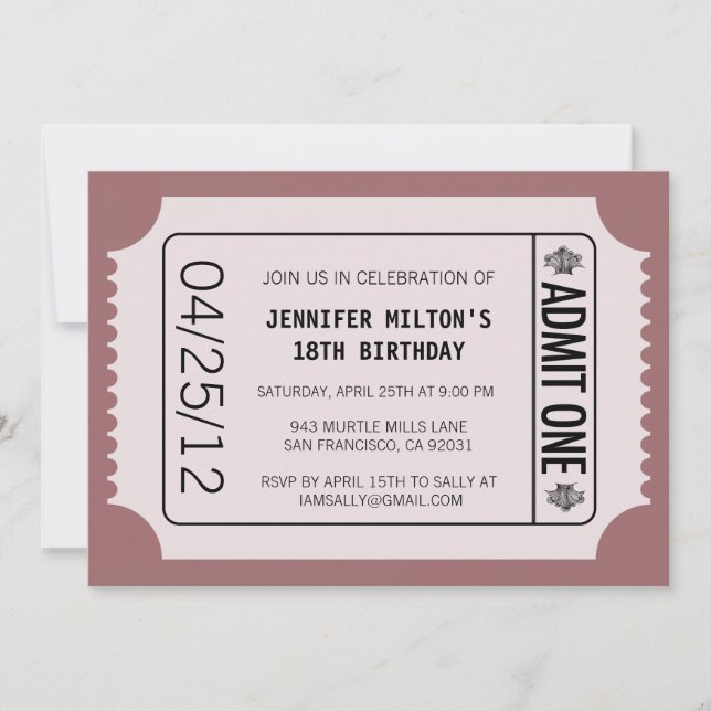 Convites Tíquete de Filme (Frente)