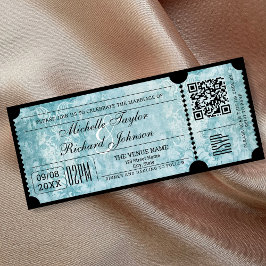 Convites Tíquete de filme Rustic Vintage com código QR RSVP