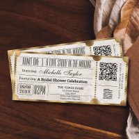 Tíquete de filme Rustic Vintage com código QR RSVP