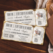 Tíquete de Filme Rustic Vintage com Foto RSVP