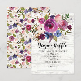 Convites Tíquete de Fralda Azul e Chá de fraldas de ameixa