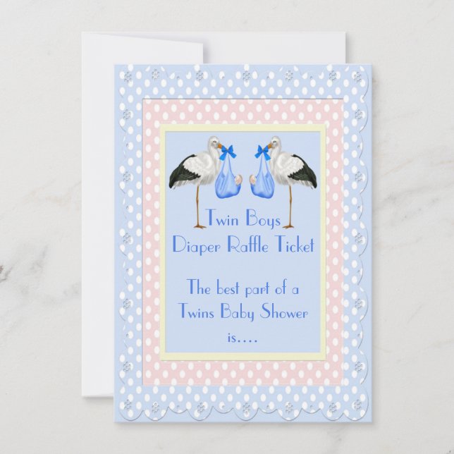 Convites Tíquete de Fralda Raffle para Chá de fraldas Twin  (Frente)