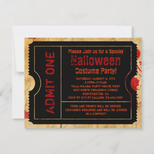 Convites Tíquete de Halloween de Papel Splatter