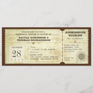 Convites tíquete de janto para ensaios de tipografia vintag