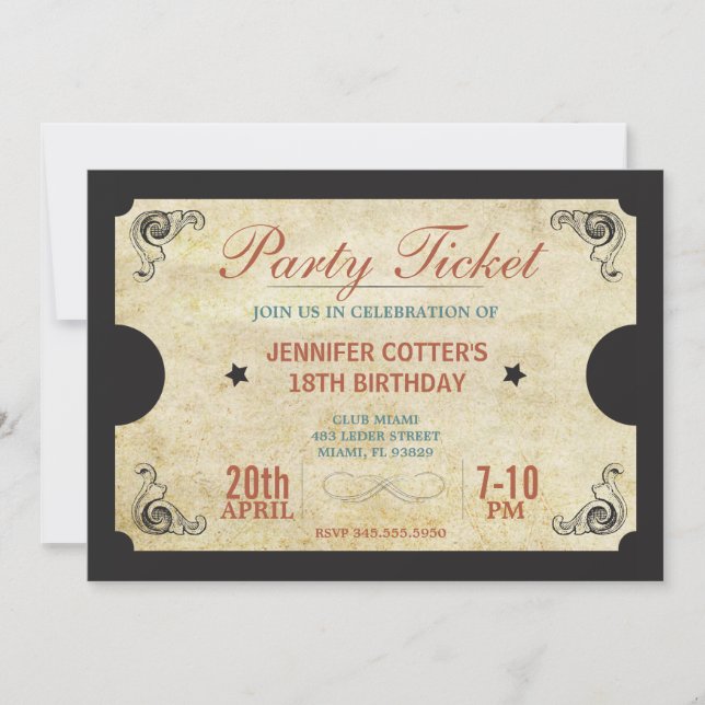 Convites Tíquete de Partido (Frente)