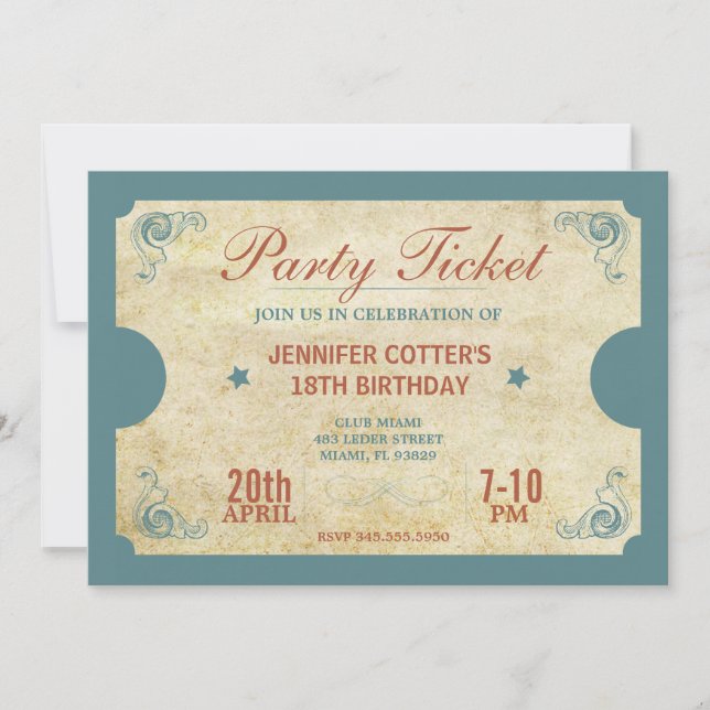 Convites Tíquete de Partido (Frente)