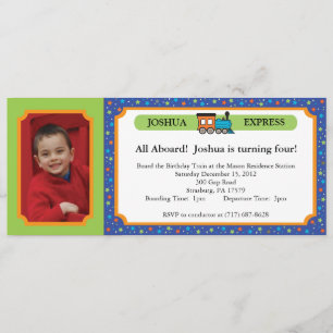 Convites Tíquete do Trem de Fotos - Azul e Verde