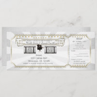 Tíquete e RSVP de Casamento de Cinema Dourado Bran