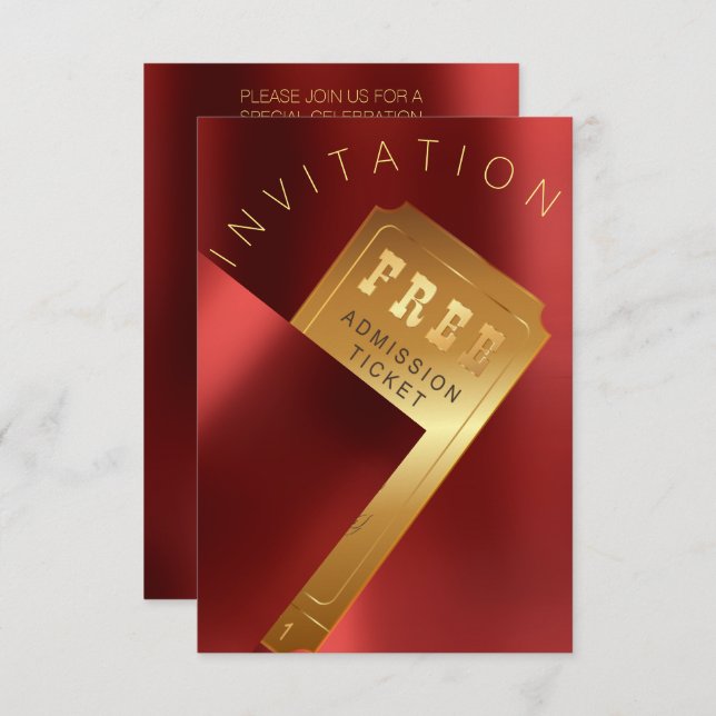 Convites Tíquete Metal Red Ruby do Festival de Cinema Doura (Frente/Verso)