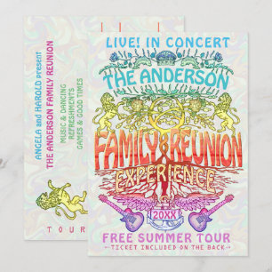 Convites Tíquete Neon Reunion Neon Retro 70s para Bandas d