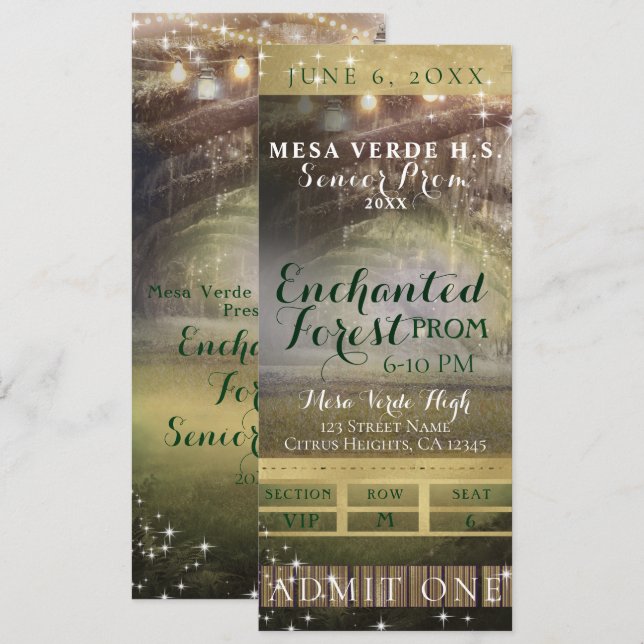 Convites Tíquete VIP do Baile de formatura de Luzes de Stri (Frente/Verso)