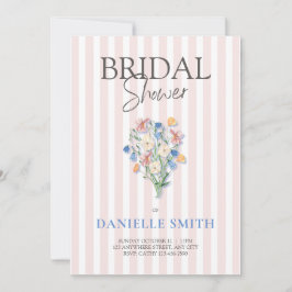 Convites Tiras cor-de-rosa e Chá de panela floral