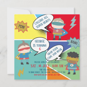 Convites Tiras de banda desenhada de Super Herói