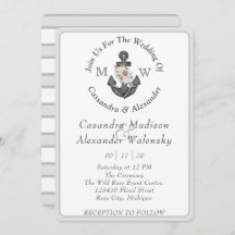 Tiras de Cinza de Prata de Casamento Náutico com Â