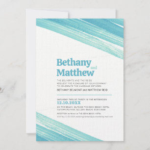 Convites Tiras de traçado de tinta aqua simples minimalista