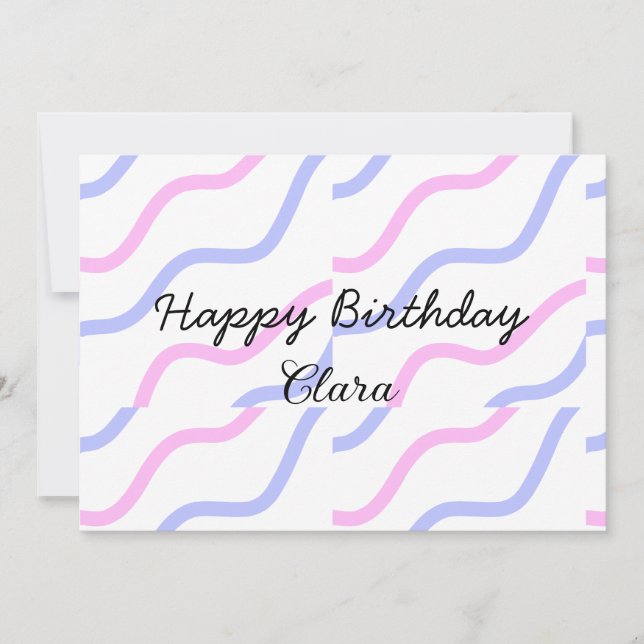 Convites Tiras roxas cor-de-rosa, feliz aniversário adicion (Frente)