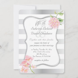 Convites Tiras Silvosas Elegantes e Hídrangas Rosa