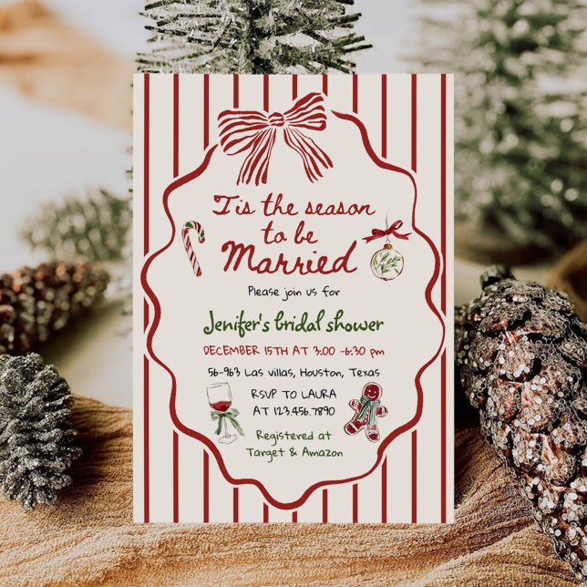 Convites Tis The Season Hand Drawn Christmas Bridal Shower (Criador carregado)