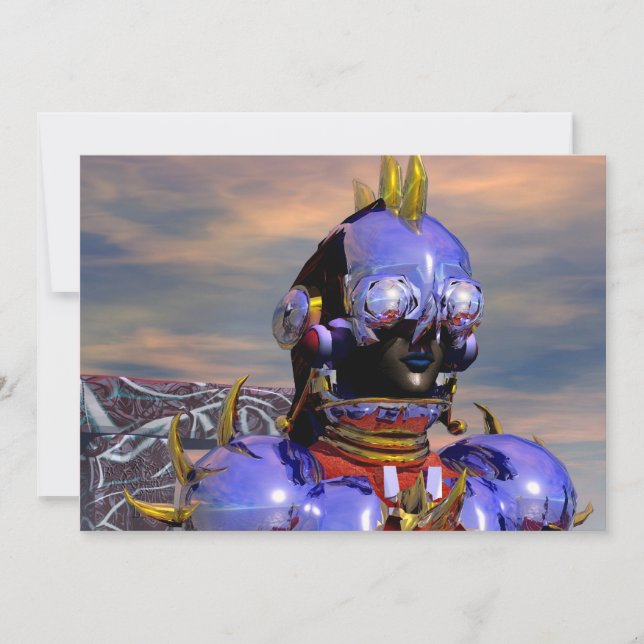 Convites TITAN CYBORG PORTRAIT Blue Science Fiction,Scifi (Frente)