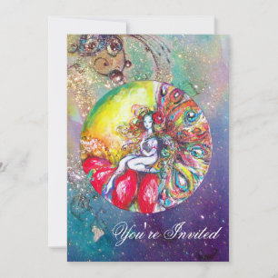 Convites TITANIA, brilho rosa amarelo azul vermelho