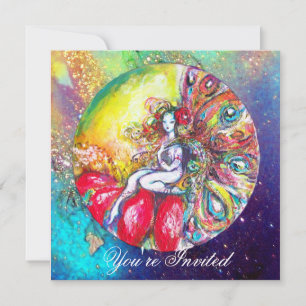 Convites TITÂNIA, brilho rosa amarelo azul vermelho