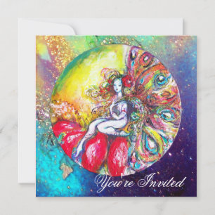 Convites TITÂNIA, brilhos rosa amarelo azul vermelho