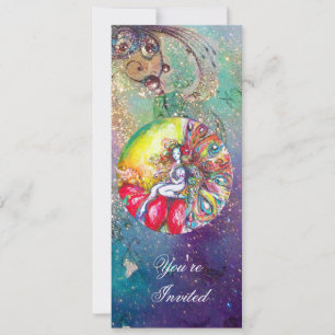 Convites TITANIA ,cor-de-rosa-azul-vermelha faíscas