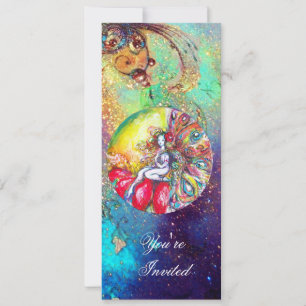 Convites TITÂNIA, rosa amarelo azul vermelho brilhos