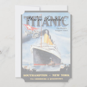 Convites Titanic White Star Line - Maior Transatlântico do 