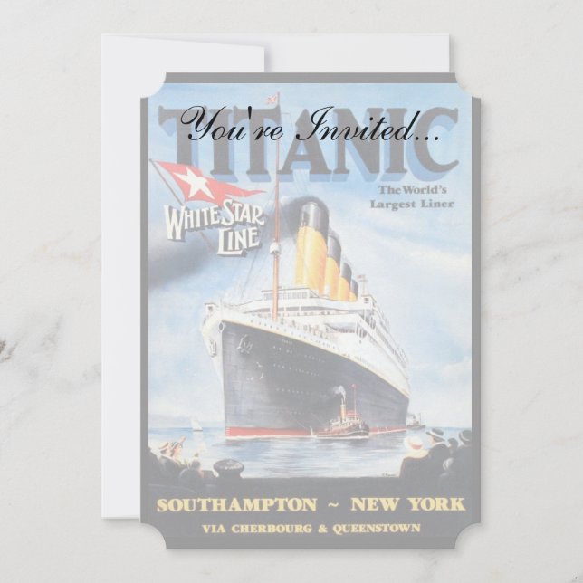 Convites Titanic White Star Line - Maior Transatlântico do  (Frente)