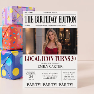Convites Título de Jornal Engraçado Aniversário de 30 Anos