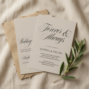 Convites Título Elegante Minimalista Casamento Para Sempre