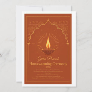 Convites Título: Elegante Terracota Griha Pravesh & Acolhim